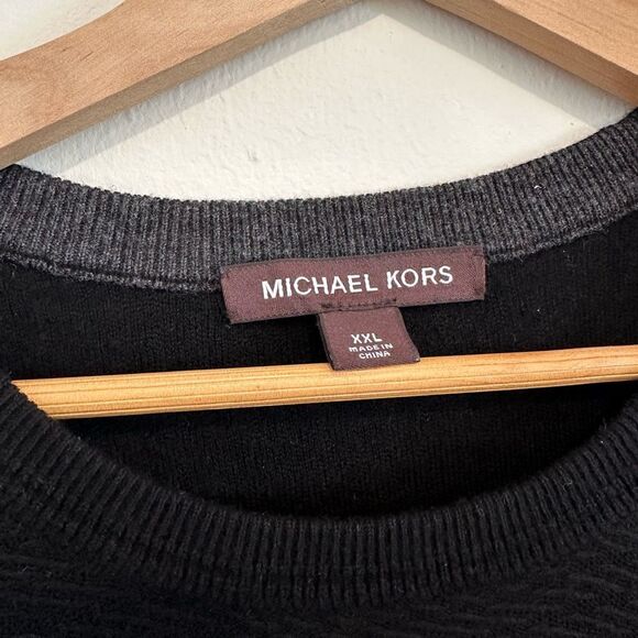 Michael Kors Black Wool Blend Mens Sweater Long Sleeve Crew Neck Size XXL - Picture 2 of 4